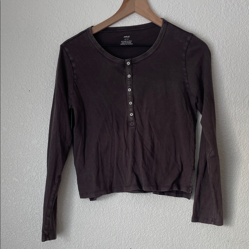 Aerie long sleeve henley button shirt size small